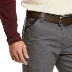 Ariat Work FR: Men's FR 10027709 Iron Gray M5 Stretch DuraLight Canvas Straight Leg Pant -Fashion Clothing Store 10027709 detail02 1