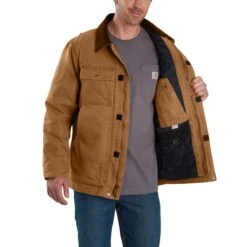 Carhartt Coats: Men's 103283 211 Brown Sandstone Arctic Quilt Lined Winter Coat -Fashion Clothing Store 103283211 avl 1