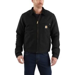 Carhartt Jackets: Men's 103828 BLK Black Blanket Lined Relaxed Fit Detroit Jacket -Fashion Clothing Store 103828blk 1