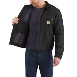Carhartt Jackets: Men's 103828 BRN Brown Blanket Lined Relaxed Fit Detroit Jacket -Fashion Clothing Store 103828blk avr 3