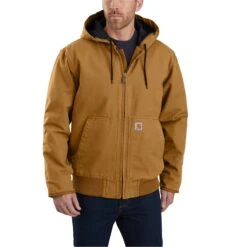 Carhartt Outerwear: Men's 104050 BRN Washed Duck Insulated Loose Fit Active Jacket