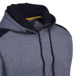 CAT Apparel Sweatshirts: Men's 1910802 004 Grey Logo Panel Hooded Sweatshirt -Fashion Clothing Store 1910802 004 4