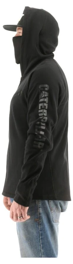 CAT Apparel: Men's 2910489 10121 Pitch Black Viraloff Hooded Sweatshirt -Fashion Clothing Store 2910489 10121 1