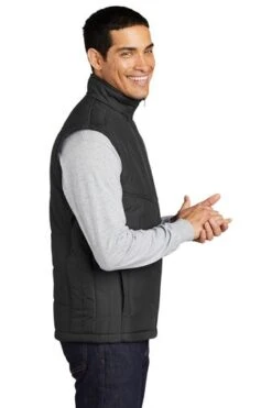 Port Authority Vests: Men's J709 BLK Black Puffy Vest -Fashion Clothing Store 4118 black 3 j709blackmodelside1 337w