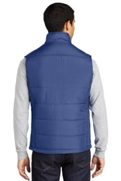 Port Authority Vests: Men's J709 BLU Mediterranean Blue Puffy Vest -Fashion Clothing Store 4118 mediblue 2 j709medibluemodelback1 337w