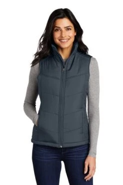 Port Authority Vests: Women's L709 DSLT Dark Slate Puffy Vest