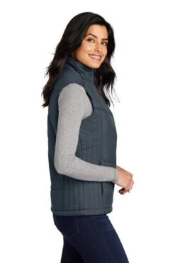 Port Authority Vests: Women's L709 DSLT Dark Slate Puffy Vest -Fashion Clothing Store 4119 darkslate 3 l709darkslatemodelside1 337w