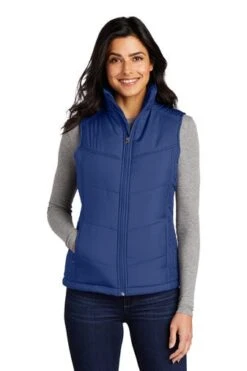 Port Authority Vests: Women's L709 BLU Mediterranean Blue Puffy Vest