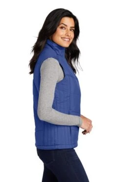 Port Authority Vests: Women's L709 BLU Mediterranean Blue Puffy Vest -Fashion Clothing Store 4119 mediblue 3 l709medibluemodelside1 337w