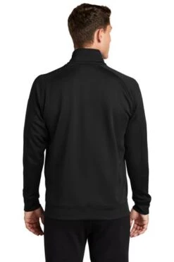 Sport-Tek Sweatshirts: Men's F247 BLK Black Tech Fleece 1/4-Zip Pullover -Fashion Clothing Store 4718 black 2 f247blackmodelback1 337w