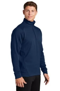 Sport-Tek Sweatshirts: Men's F247 NVY True Navy Tech Fleece 1/4-Zip Pullover -Fashion Clothing Store 4718 truenavy 4 f247truenavymodel3q1 337w
