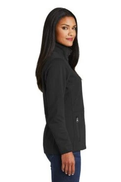 Port Authority Jackets: Women's L222 BLK Black Graphite Pique Fleece Jacket -Fashion Clothing Store 5086 black 3 l222blackmodelside2 337w