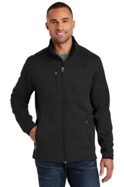 Port Authority Jackets: Men's F222 BLK Black Pique Fleece Jacket