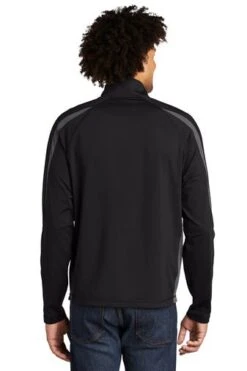 Sport-TeK Sweatshirts: Men's ST851 BCG Black Charcoal Grey Stretch 1/2-Zip Colorblock Pullover 7 Sport-TeK Sweatshirts: Men's ST851 BCG Black Charcoal Grey Stretch 1/2-Zip Colorblock Pullover -Fashion Clothing Store 5496 blkchrgy 2 st851blkchrgymodelback1 337w