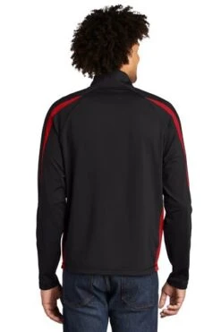 Sport-TeK Sweatshirts: Men's ST851 BTR Black True Red Stretch 1/2-Zip Colorblock Pullover 7 Sport-TeK Sweatshirts: Men's ST851 BTR Black True Red Stretch 1/2-Zip Colorblock Pullover -Fashion Clothing Store 5496 blktrrd 2 st851blktrrdmodelback1 337w