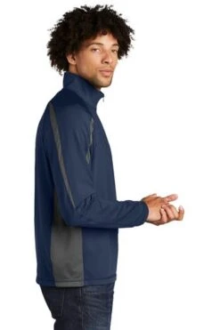 Sport-TeK Sweatshirts: Men's ST851 TNCG True Navy Charcoal Grey Stretch 1/2-Zip Colorblock Pullover 6 Sport-TeK Sweatshirts: Men's ST851 TNCG True Navy Charcoal Grey Stretch 1/2-Zip Colorblock Pullover -Fashion Clothing Store 5496 tnvchargy 3 st851tnvchargymodelside1 337w