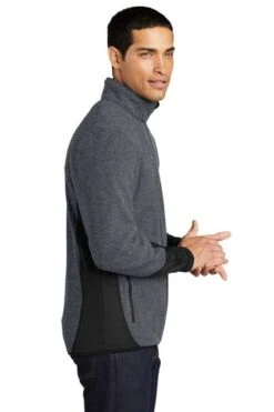 Port Authority Jackets: Men's F227 CHR Charcoal Heather Black R-Tek Pro Fleece Full-Zip Jacket -Fashion Clothing Store 5518 charhtblk 3 f227charhtblkmodelside1 337w