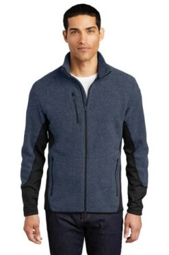 Port Authority Jackets: Men's F227 NVY Navy Heather Black R-Tek Pro Fleece Full-Zip Jacket