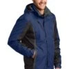 Port Authority Jackets: Men's J321 ABM Admiral Blue Black Magnet Colorblock 3-in-1 Jacket