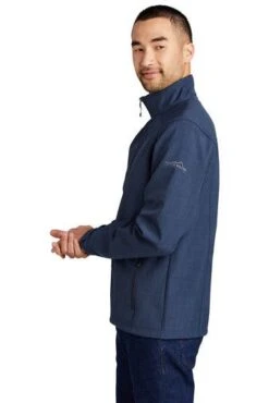 Eddie Bauer Jackets: Men's EB532 BLU Blue Shaded Crosshatch Soft Shell Jacket -Fashion Clothing Store 5566 blue 3 eb532bluemodelside2 337w