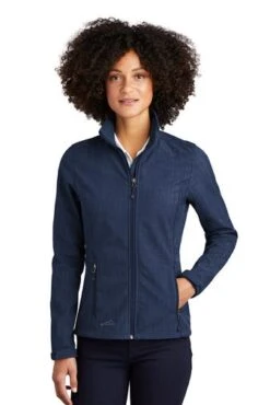 Eddie Bauer Jacket: Women's EB533 BLU Blue Shaded Crosshatch Soft Shell Jacket