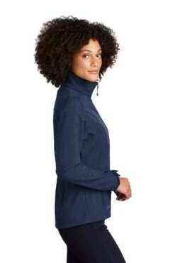 Eddie Bauer Jacket: Women's EB533 BLU Blue Shaded Crosshatch Soft Shell Jacket -Fashion Clothing Store 5567 blue 3 eb533bluemodelside1 337w
