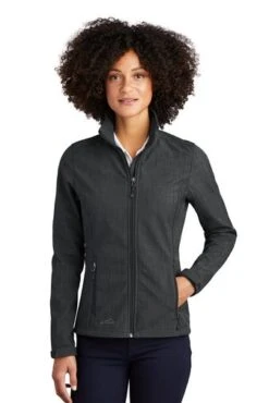 Eddie Bauer Jacket: Women's EB533 GRY Grey Shaded Crosshatch Soft Shell Jacket