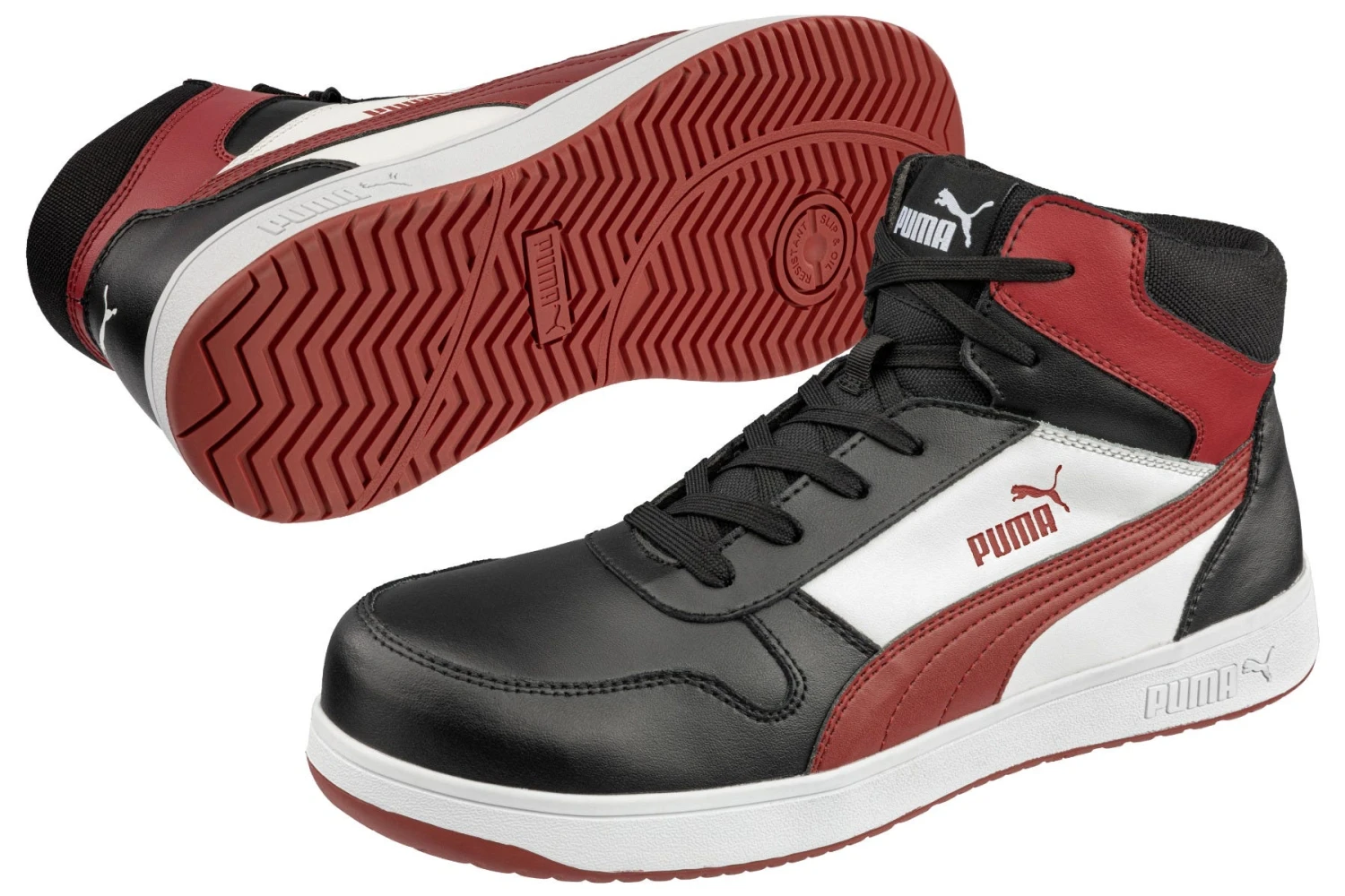 Puma Shoes: Men's 630055 Black White Red Composite Toe Mid EH Frontcourt Heritage Work Shoe 3 Puma Shoes: Men's 630055 Black White Red Composite Toe Mid EH Frontcourt Heritage Work Shoe - Image 3