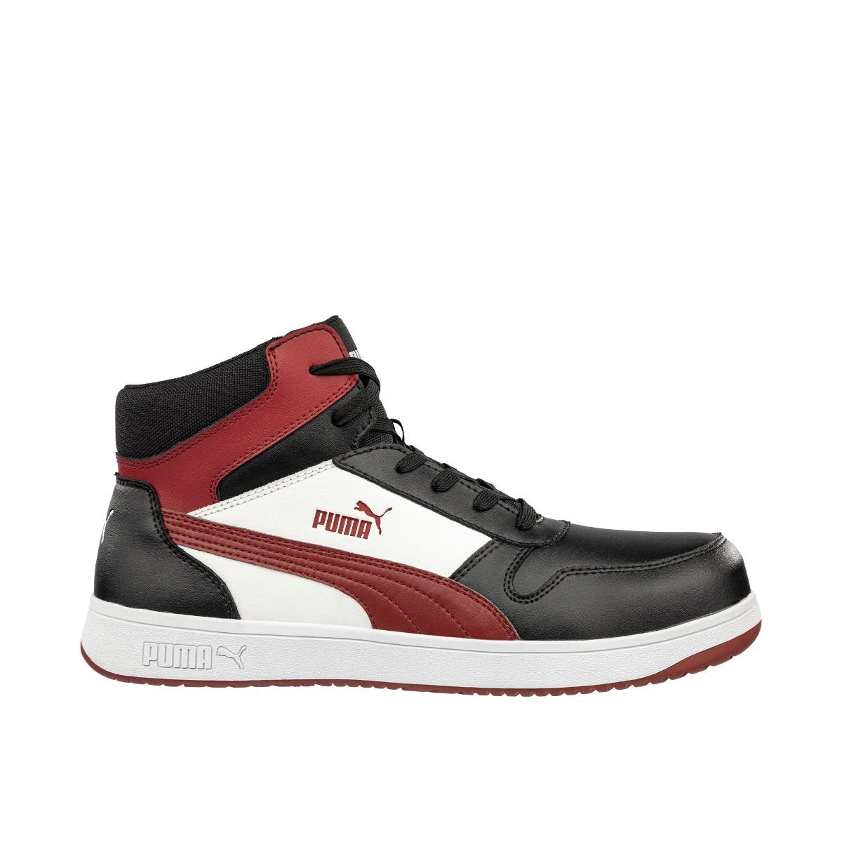 Puma Shoes: Men's 630055 Black White Red Composite Toe Mid EH Frontcourt Heritage Work Shoe 1 Puma Shoes: Men's 630055 Black White Red Composite Toe Mid EH Frontcourt Heritage Work Shoe