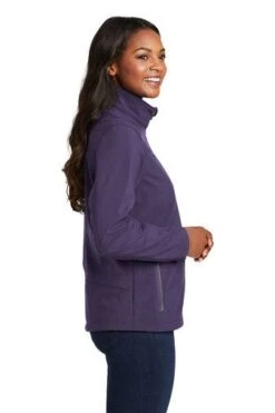 Port Authority Jackets: Women's L324 PURP Posh Purple Welded Soft Shell Jacket -Fashion Clothing Store 6322 poshpurple 3 l324poshpurplemodelside2 337w