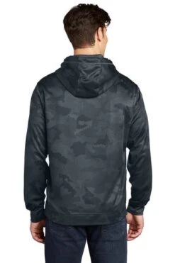 Sport-Teck Sweatshirts: Men's ST240 DSG Dark Smoke Grey Sport-Wick CamoHex Fleece Hooded Pullover -Fashion Clothing Store 6647 dksmkgy 2 st240dksmkgymodelback1 337w