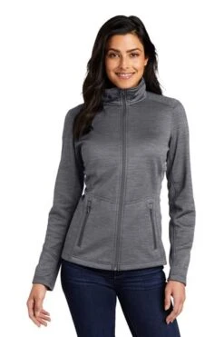 Port Authority Jackets: Women's L231 BLK Black Digi Stripe Fleece Jacket