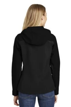 Port Authority Jackets: Women's L335 BLK Black Hooded Core Soft Shell Jacket -Fashion Clothing Store 6953 black 2 l335blackmodelback 337w 1