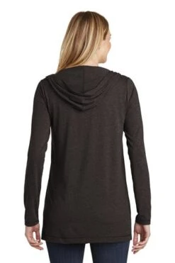 District Cardigans: Women's DT156 BKFST Black Forest Perfect Tri Hooded Cardigan -Fashion Clothing Store 9206 blackfrost 2 dt156blackfrostmodelback 337w