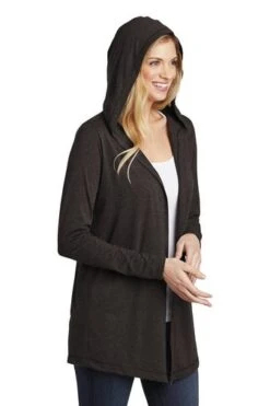 District Cardigans: Women's DT156 BKFST Black Forest Perfect Tri Hooded Cardigan -Fashion Clothing Store 9206 blackfrost 4 dt156blackfrostmodelhood 337w