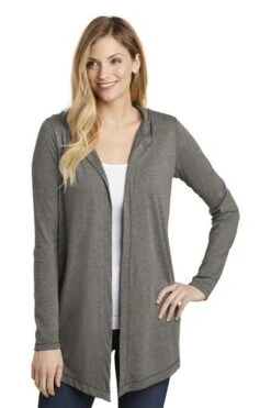 District Cardigans: Women's DT156 GYFST Grey Frost Perfect Tri Hooded Cardigan
