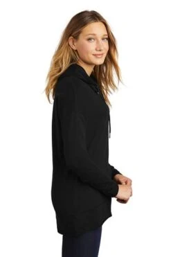 District Sweatshirts: Women's DT671 BLK Black Featherweight French Terry Hoodie -Fashion Clothing Store 9748 black 3 dt671blackmodelside 337w