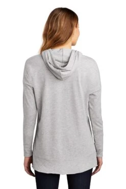 District Sweatshirts: Women's DT671 LHG Light Heather Grey Featherweight French Terry Hoodie -Fashion Clothing Store 9748 lighththrgry 2 dt671lighththrgrymodelback 1200w