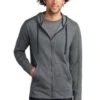 Sport-Tek Jackets: Men's ST293 DGH Dark Grey Heather PosiCharge Tri-Blend Wicking Fleece Full-Zip Hooded Jacket