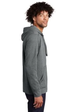 Sport-Tek Jackets: Men's ST293 DGH Dark Grey Heather PosiCharge Tri-Blend Wicking Fleece Full-Zip Hooded Jacket -Fashion Clothing Store 9760 darkgreyhthr 3 st293darkgreyhthrmodelside 337w