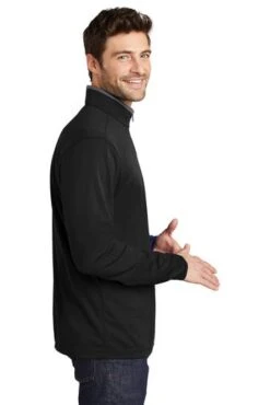 Port Authority Shirts: Men's K584 BSTG Black Steel Grey Silk Touch Performance 1/4-Zip Shirt -Fashion Clothing Store 9771 blacksteelgy 3 k584blacksteelgymodelside 337w