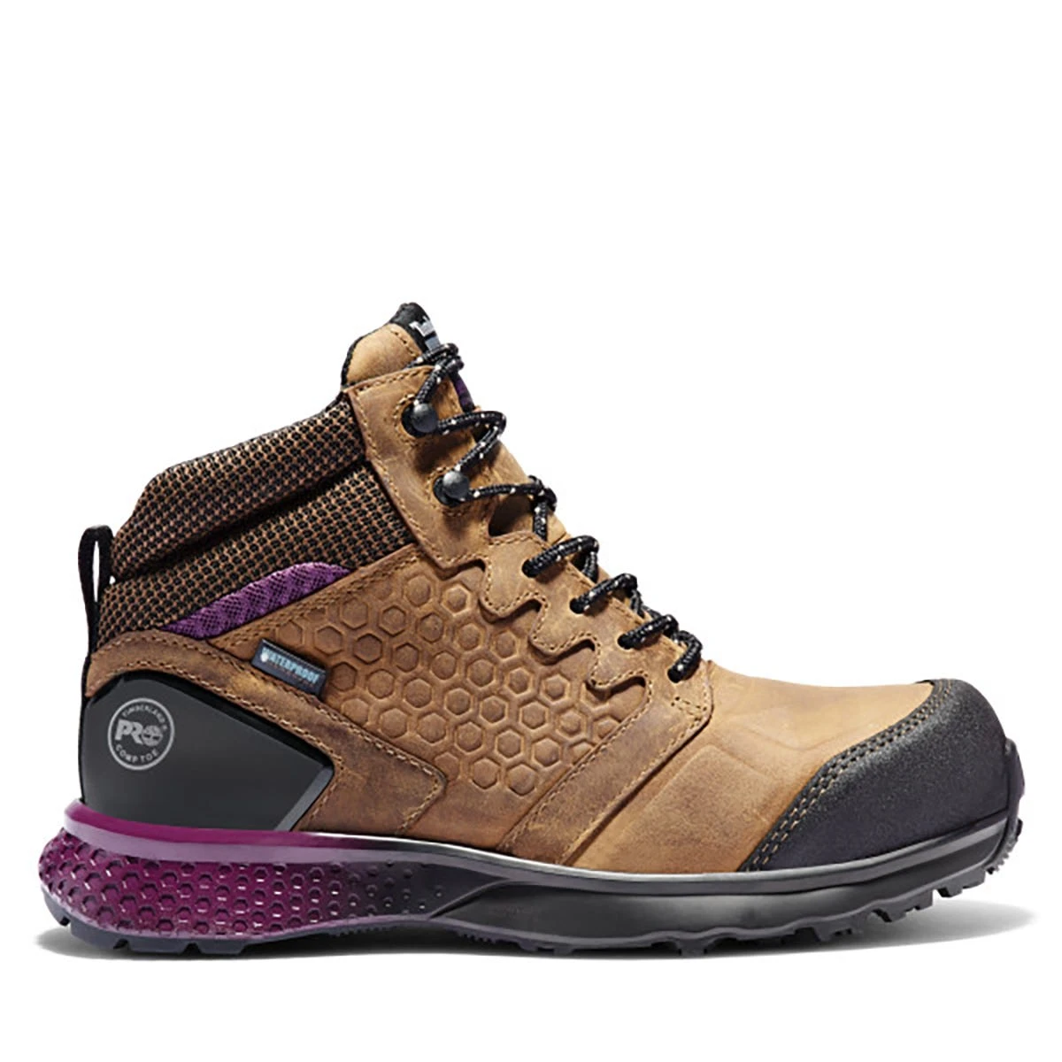Timberland Pro Boots: Women's A219B Brown Purple Reaxion Composite Toe Waterproof Hiker 2 Timberland Pro Boots: Women's A219B Brown Purple Reaxion Composite Toe Waterproof Hiker - Image 2