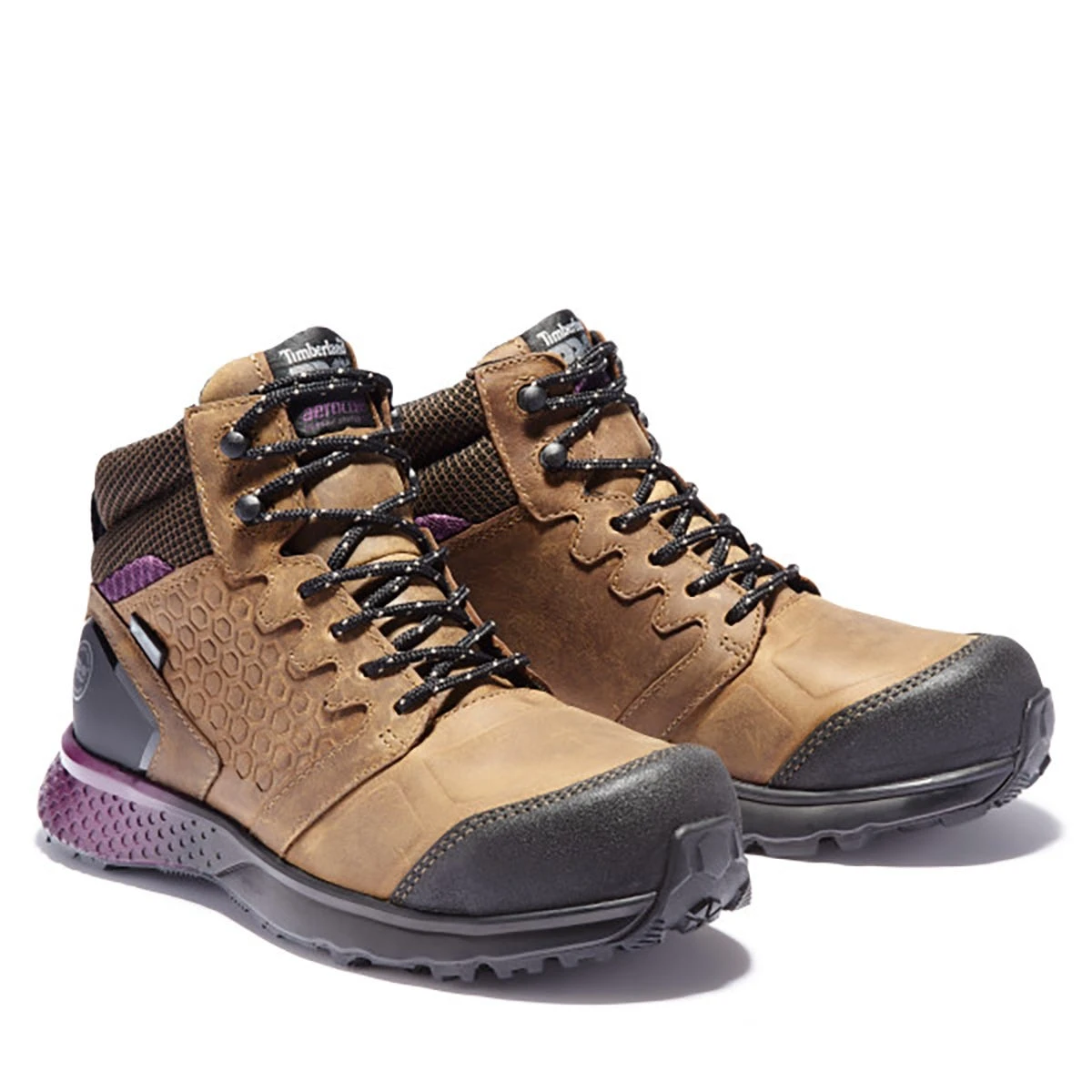 Timberland Pro Boots: Women's A219B Brown Purple Reaxion Composite Toe Waterproof Hiker 4 Timberland Pro Boots: Women's A219B Brown Purple Reaxion Composite Toe Waterproof Hiker - Image 4