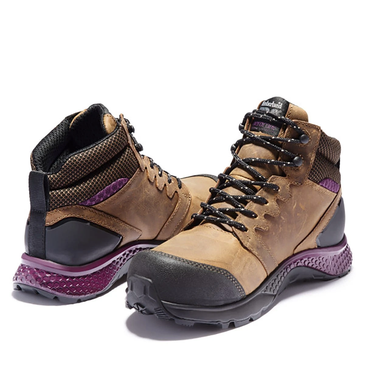 Timberland Pro Boots: Women's A219B Brown Purple Reaxion Composite Toe Waterproof Hiker 3 Timberland Pro Boots: Women's A219B Brown Purple Reaxion Composite Toe Waterproof Hiker - Image 3