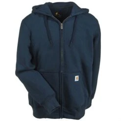 Carhartt Sweatshirts: Men's Navy Blue Water Repellent 100614 472 Zip Sweatshirt -Fashion Clothing Store carhartt 100614 472 f 01