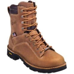 Danner Boots: Men's 17315 EH Brown Waterproof USA-Made Quarry Boots -Fashion Clothing Store danner 17315 p 01