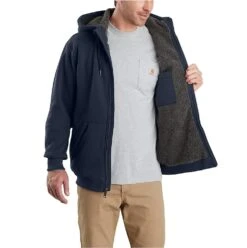 Carhartt Sweatshirt: Men's 103308 472 Navy Rain Defender Sherpa-Lined Full-Zip Sweatshirt -Fashion Clothing Store download 2022 05 06t131228.739
