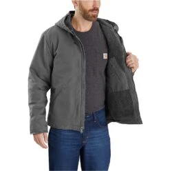 Carhartt Jackets: Men's 104392 GVL Gravel Relaxed Fit Washed Duck Sherpa-Lined Jacket -Fashion Clothing Store download 2022 05 11t143922.335