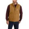 Carhartt Vest: Men's 104277 BRN Brown Washed Duck Sherpa Lined Mock Vest