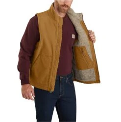 Carhartt Vest: Men's 104277 BRN Brown Washed Duck Sherpa Lined Mock Vest -Fashion Clothing Store download 2022 05 12t131629.477